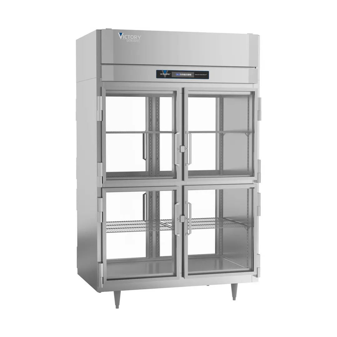 Victory RS-2D-S1-PT-HG-HC 2-Section Pass-Thru Refrigerator w/ 8 Glass Swing Half Doors, Stainless Steel, 48 cu. ft.