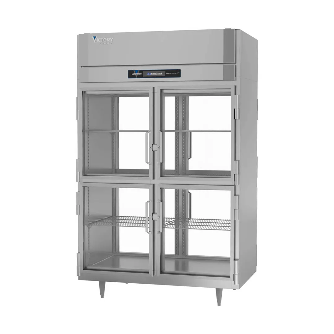 Victory RS-2D-S1-PT-HG-HC 2-Section Pass-Thru Refrigerator w/ 8 Glass Swing Half Doors, Stainless Steel, 48 cu. ft.