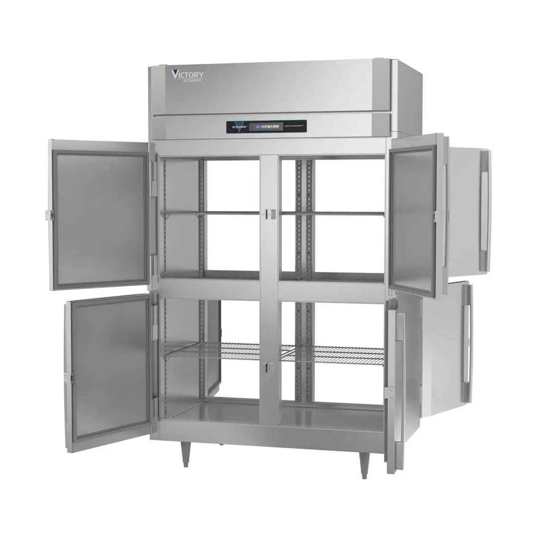 Victory RS-2D-S1-PT-HD-HC 52" 2-Section Pass-Thru Refrigerator w/ 8 Solid Swing Half Doors, Stainless Steel, 48 cu. ft.