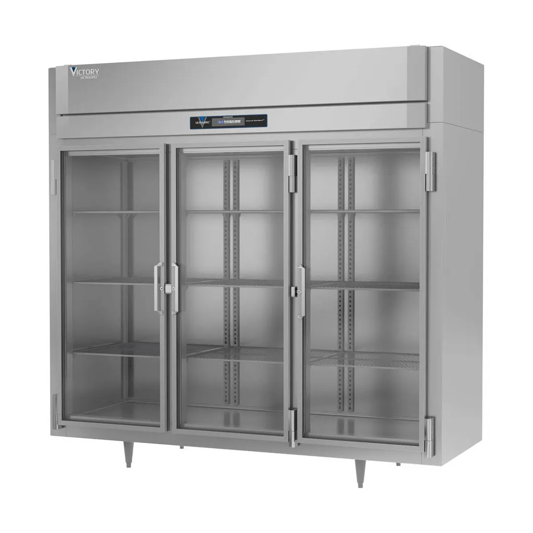 Victory RS-3D-S1-EW-G-HC 86" Three Section Wide Reach-In Refrigerator w/ 3 Glass Swing Full Doors, Stainless Steel, 74 cu. ft.