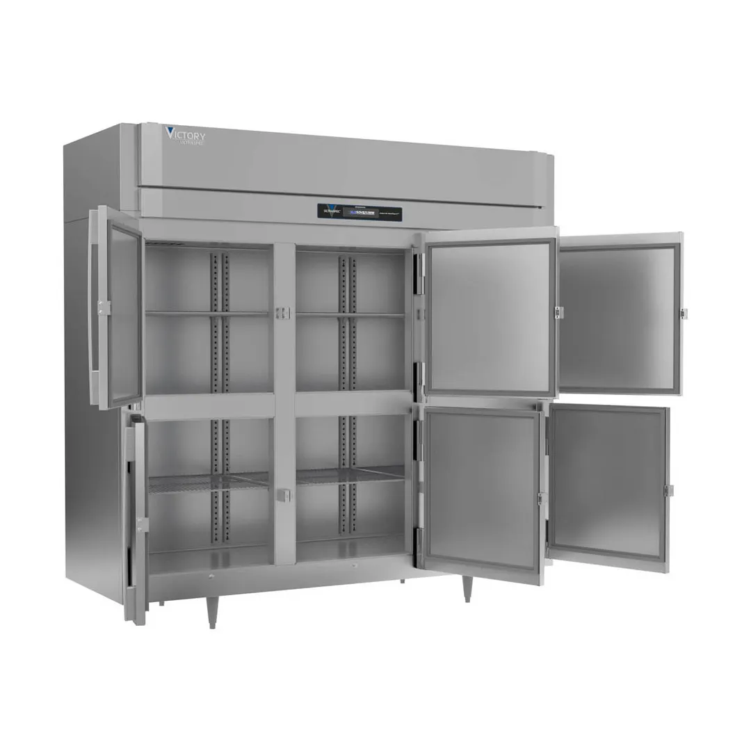Victory RS-3D-S1-EW-HD-HC 86" 3-Section Wide Reach-In Refrigerator w/ 6 Solid Swing Half Doors, Stainless Steel, 74 cu. ft.