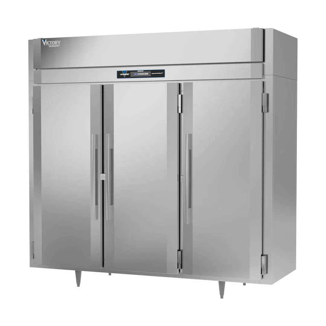 Victory RS-3D-S1-EW-PT-HC 86" 3-Section Wide Pass-Thru Refrigerator w/ 6 Solid Swing Full Doors, Stainless Steel, 80 cu. ft.