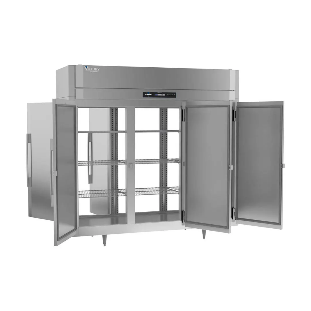 Victory RS-3D-S1-EW-PT-HC 86" 3-Section Wide Pass-Thru Refrigerator w/ 6 Solid Swing Full Doors, Stainless Steel, 80 cu. ft.