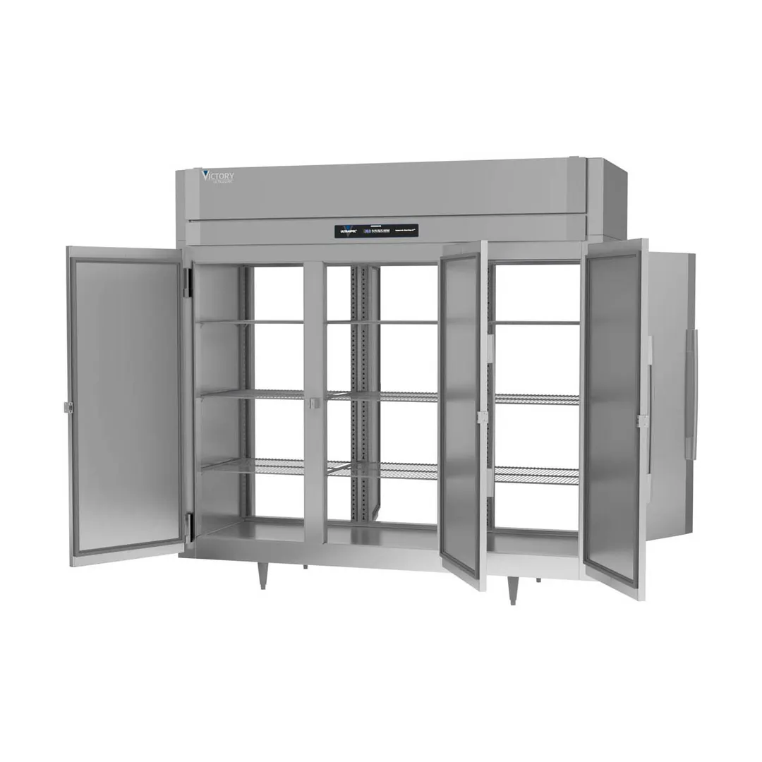 Victory RS-3D-S1-EW-PT-HC 86" 3-Section Wide Pass-Thru Refrigerator w/ 6 Solid Swing Full Doors, Stainless Steel, 80 cu. ft.