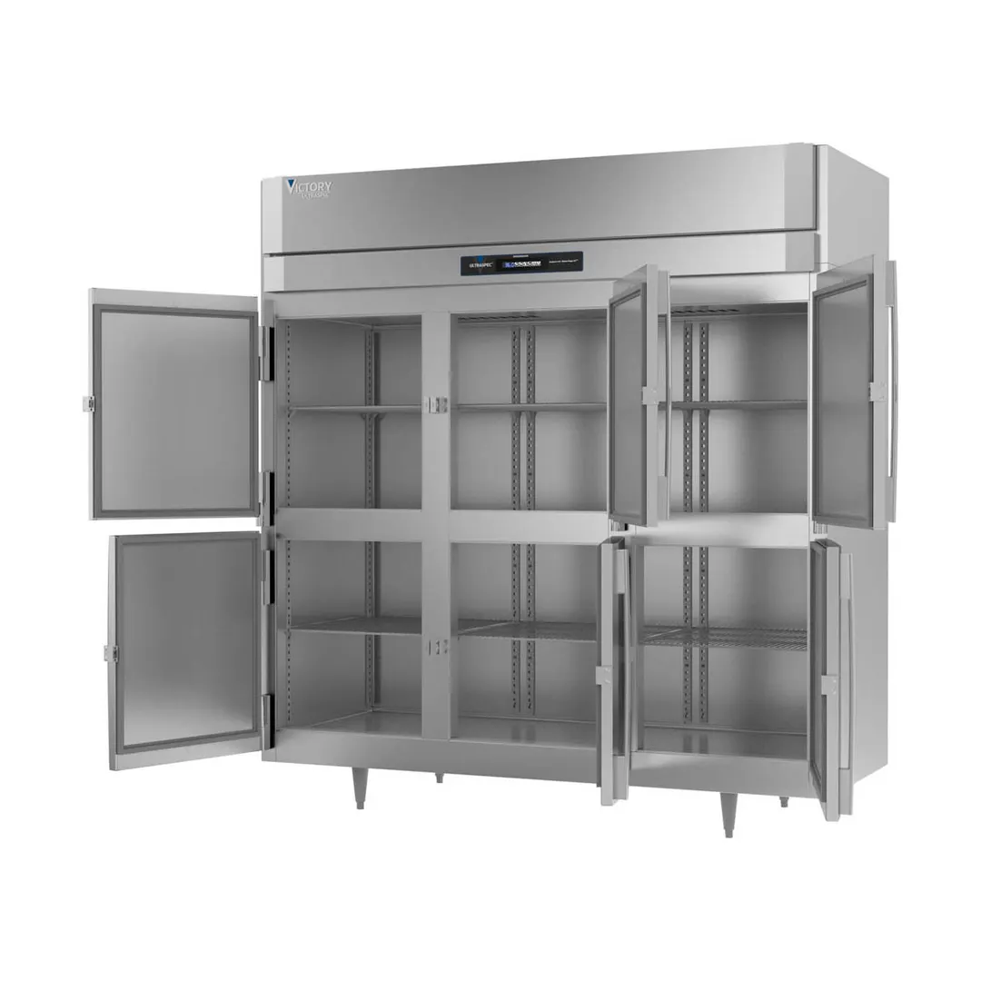 Victory RS-3D-S1-HD-HC 78" 3-Section Reach-In Refrigerator w/ 6 Solid Swing Half Doors, Stainless Steel, 68 cu. ft.