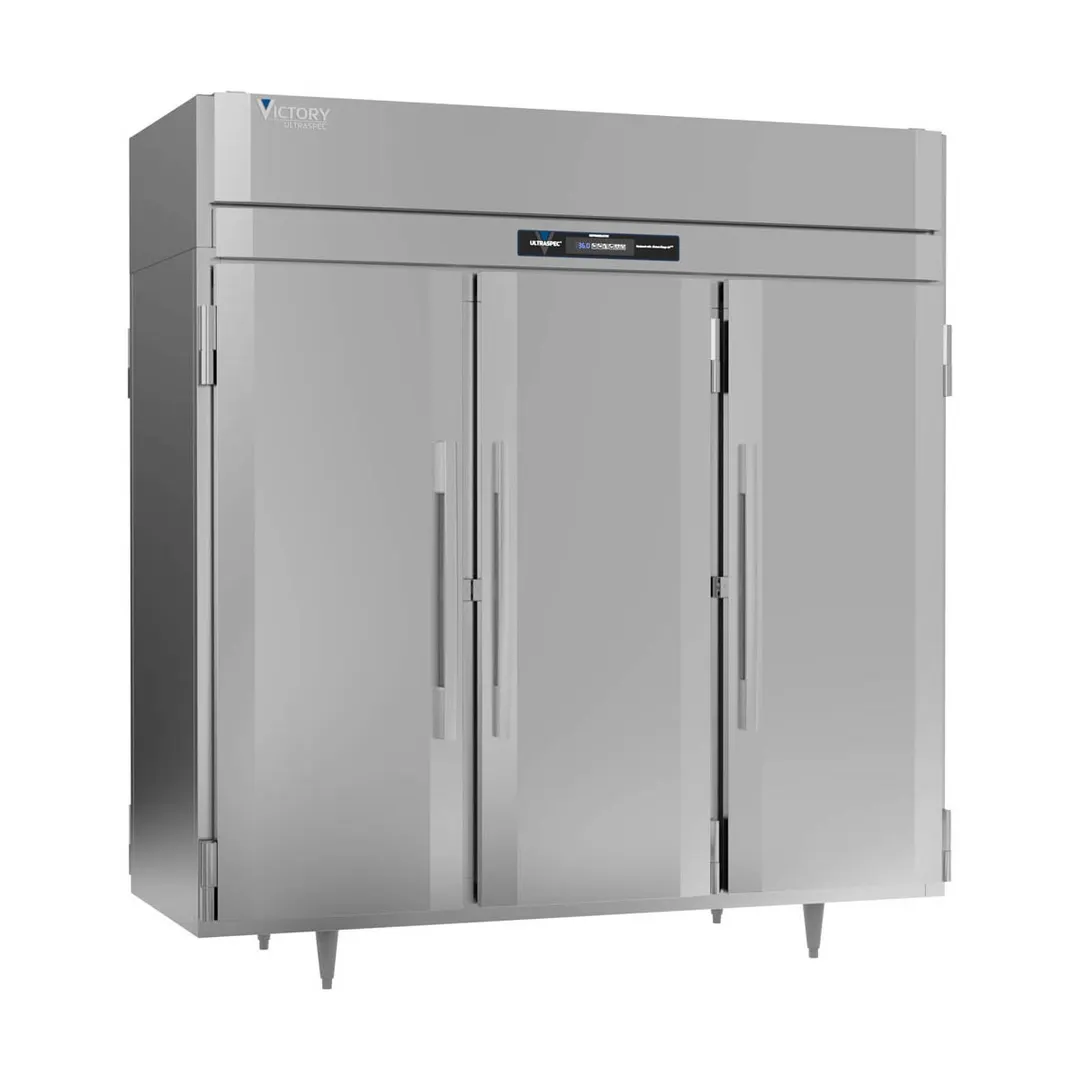 Victory RS-3D-S1-PT-HC 78" 3-Section Pass-Thru Refrigerator w/ 6 Solid Swing Full Doors, Stainless Steel, 74 cu. ft.
