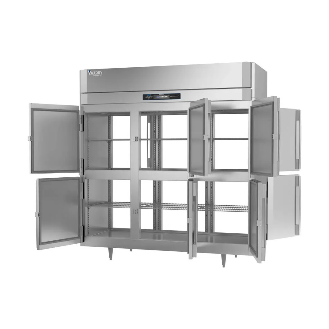 Victory RS-3D-S1-PT-HD-HC 78" 3-Section Pass-Thru Refrigerator w/ 12 Solid Swing Half Doors, Stainless Steel, 74 cu. ft.