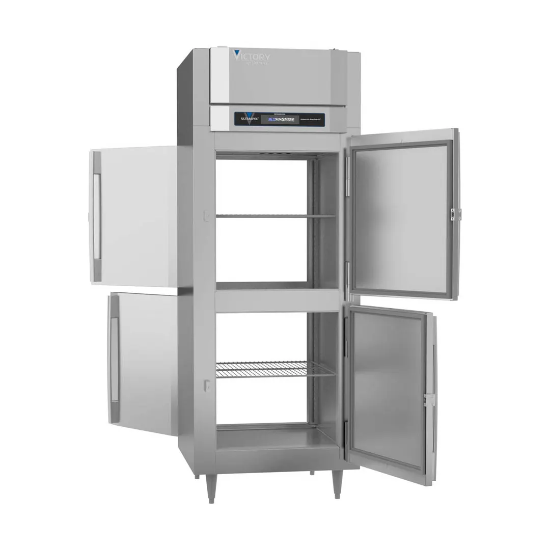 Victory RSA-1D-S1-EW-PT-HD-HC 34" 1-Section Wide Pass-Thru Refrigerator w/ 4 Solid Swing Half Doors, Aluminum Interior, 26 cu. ft.