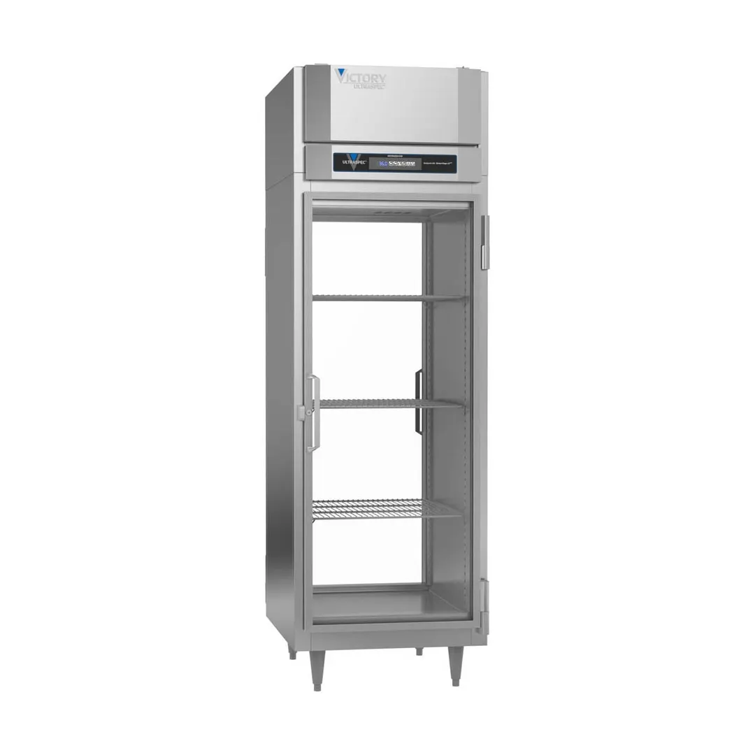 Victory RSA-1D-S1-PT-G-HC 1-Section Pass-Thru Refrigerator w/ 2 Glass Swing Full Doors, Aluminum Interior, 23 cu. ft.