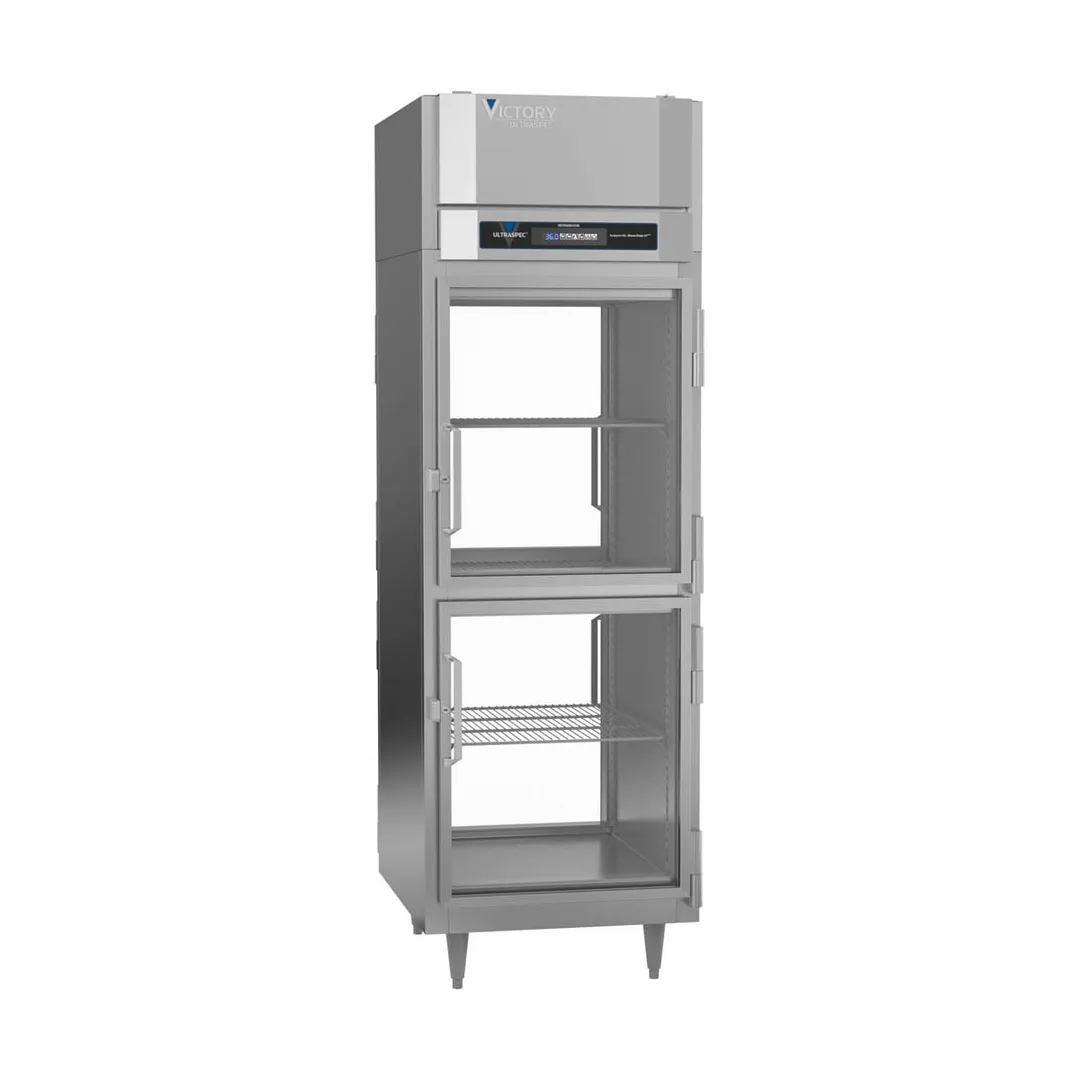 Victory RSA-1D-S1-PTHDGDHC 27" 1-Section Pass-Thru Refrigerator w/ 4 Glass Swing Half Doors, Aluminum Interior, 23 cu. ft.