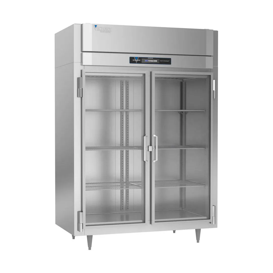 Victory RSA-2D-S1-EW-G-HC 58" Two Section Wide Reach-In Refrigerator w/ 2 Glass Swing Full Doors, Aluminum Interior, 49 cu. ft.