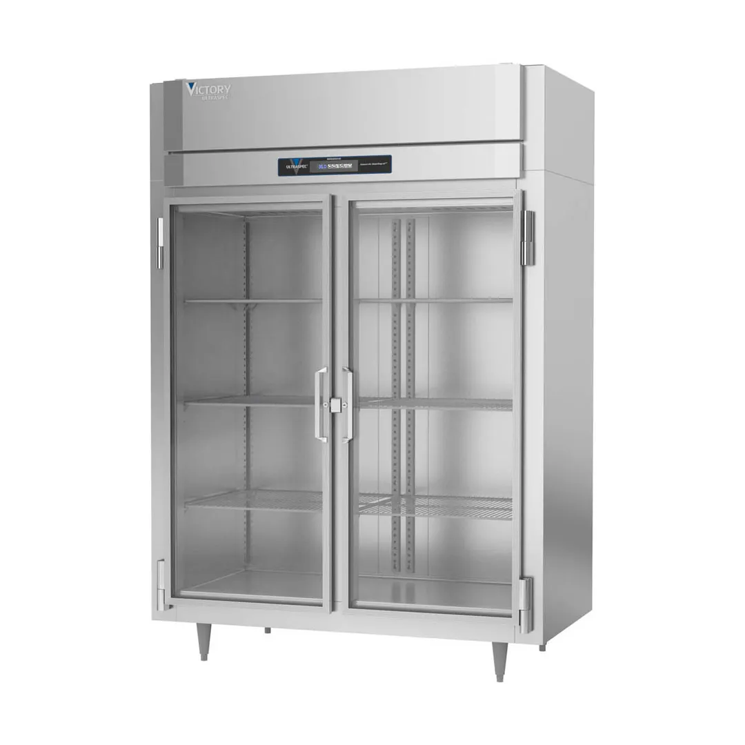 Victory RSA-2D-S1-EW-G-HC 58" Two Section Wide Reach-In Refrigerator w/ 2 Glass Swing Full Doors, Aluminum Interior, 49 cu. ft.