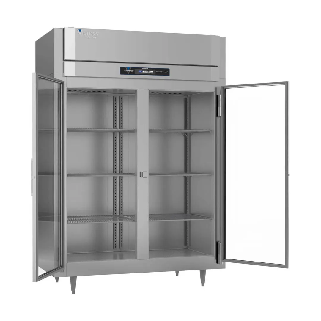 Victory RSA-2D-S1-EW-G-HC 58" Two Section Wide Reach-In Refrigerator w/ 2 Glass Swing Full Doors, Aluminum Interior, 49 cu. ft.