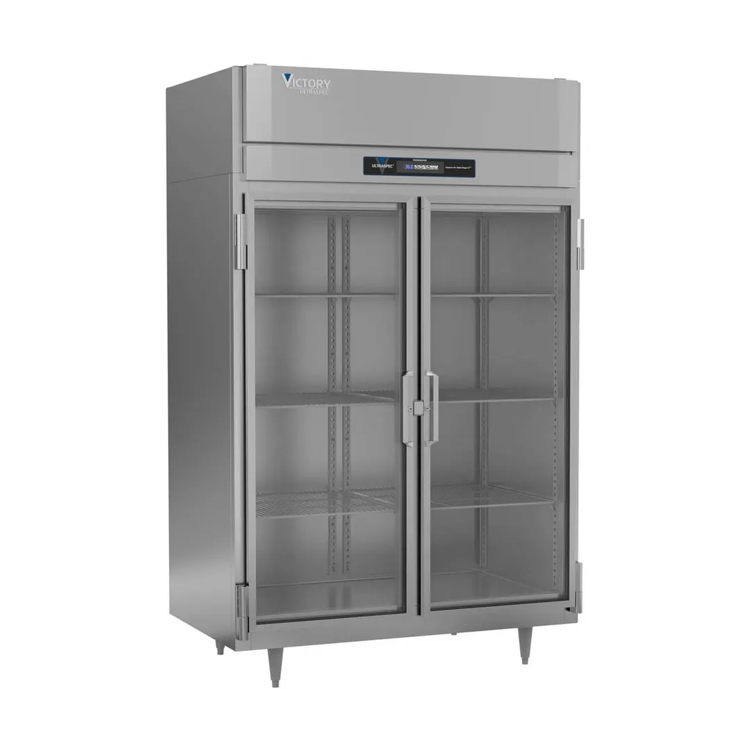 Victory RSA-2D-S1-G-HC 52" Two Section Reach-In Refrigerator w/ 2 Glass Swing Full Doors, Aluminum Interior, 44.5 cu. ft.