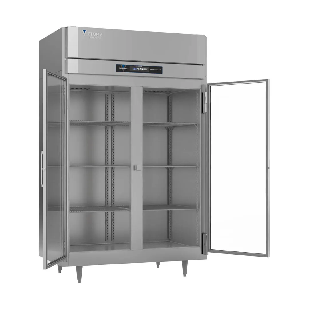 Victory RSA-2D-S1-G-HC 52" Two Section Reach-In Refrigerator w/ 2 Glass Swing Full Doors, Aluminum Interior, 44.5 cu. ft.