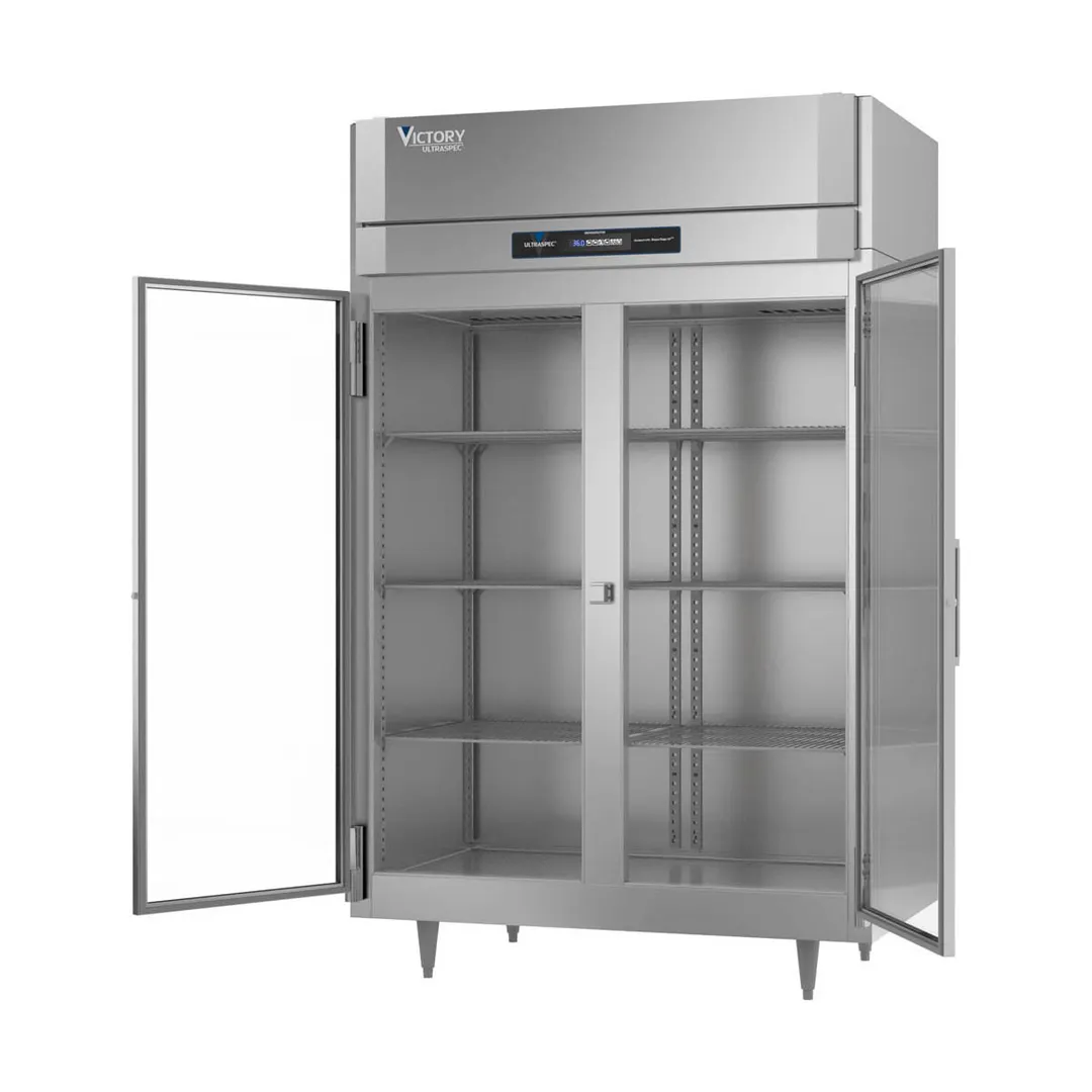 Victory RSA-2D-S1-G-HC 52" Two Section Reach-In Refrigerator w/ 2 Glass Swing Full Doors, Aluminum Interior, 44.5 cu. ft.