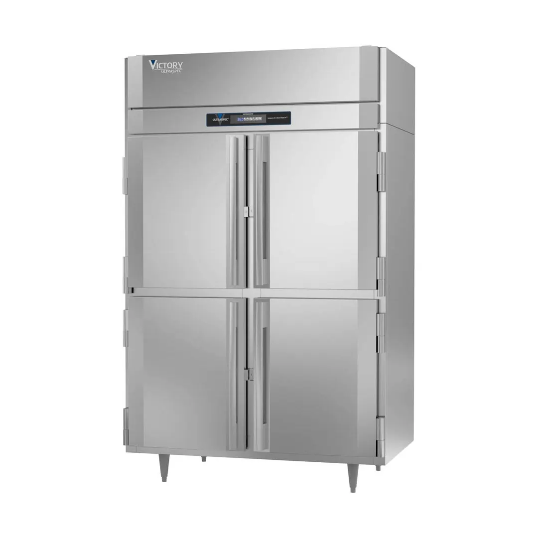 Victory RSA-2D-S1-HD-HC 52" 2-Section Reach-In Refrigerator w/ 4 Solid Swing Half Doors, Aluminum Interior, 44.5 cu. ft.
