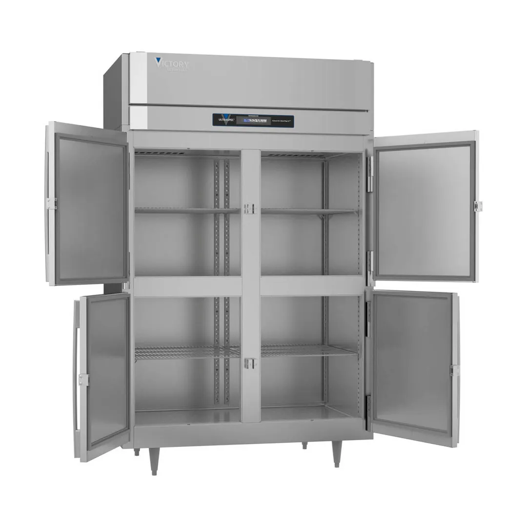 Victory RSA-2D-S1-HD-HC 52" 2-Section Reach-In Refrigerator w/ 4 Solid Swing Half Doors, Aluminum Interior, 44.5 cu. ft.