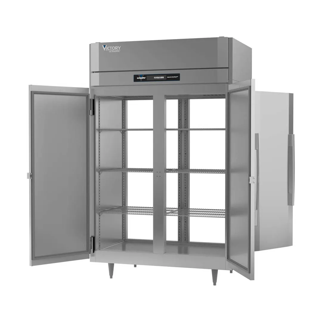 Victory RSA-2D-S1-PT-HC 52" 2-Section Pass-Thru Refrigerator w/ 4 Solid Swing Full Doors, Aluminum Interior, 48 cu. ft.