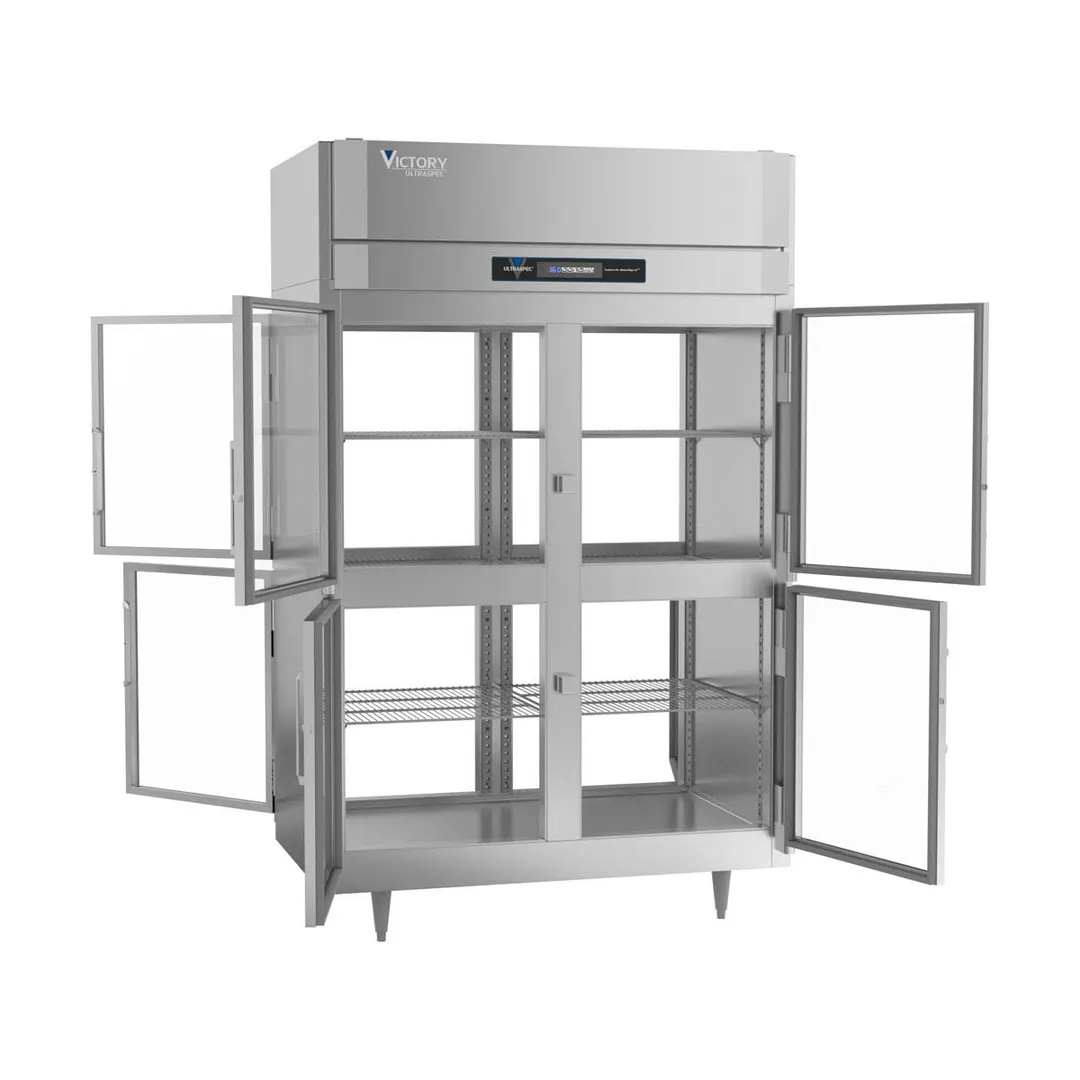 Victory RSA-2D-S1-PTHDGDHC 52" 2-Section Pass-Thru Refrigerator w/ 8 Glass Swing Half Doors, Aluminum Interior, 48 cu. ft.