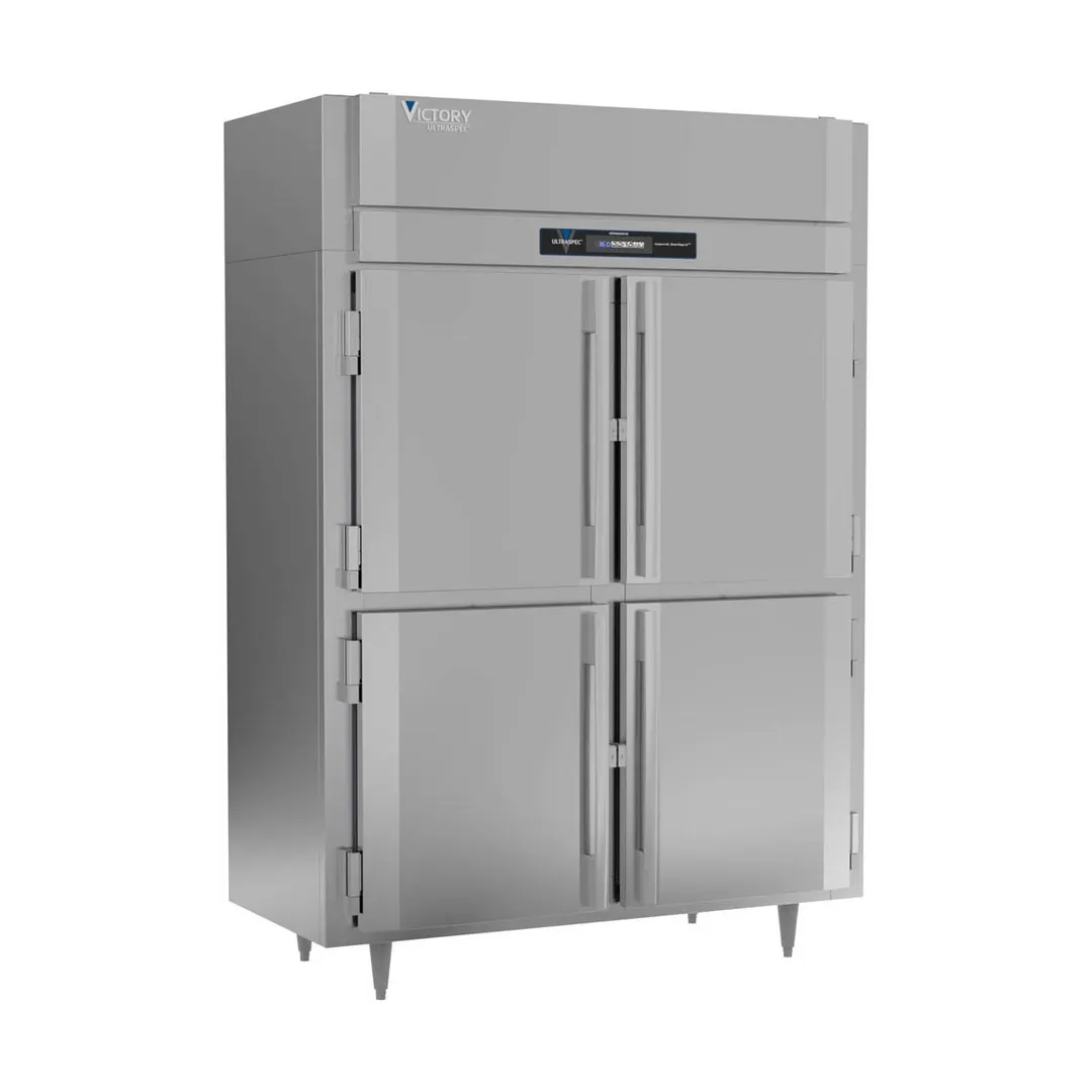 Victory RSA-2N-S1-HD-HC 58" 2-Section Reach-In Refrigerator w/ 4 Solid Swing Half Doors, Aluminum Interior, 41.35 cu. ft.