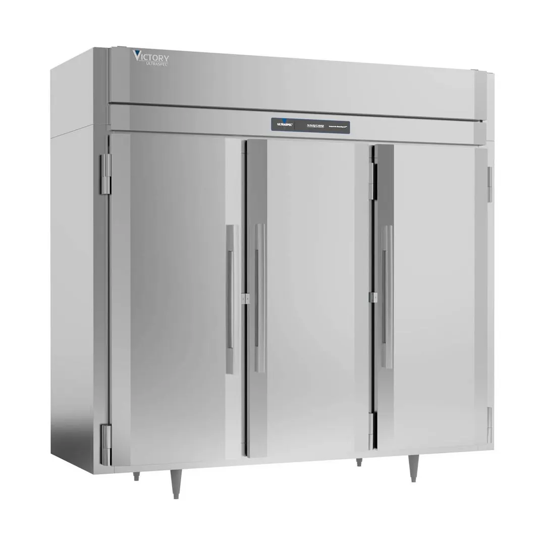 Victory RSA-3D-S1-EW-HC 86" 3-Section Wide Reach-In Refrigerator w/ 3 Solid Swing Full Doors, Aluminum Interior, 74 cu. ft.
