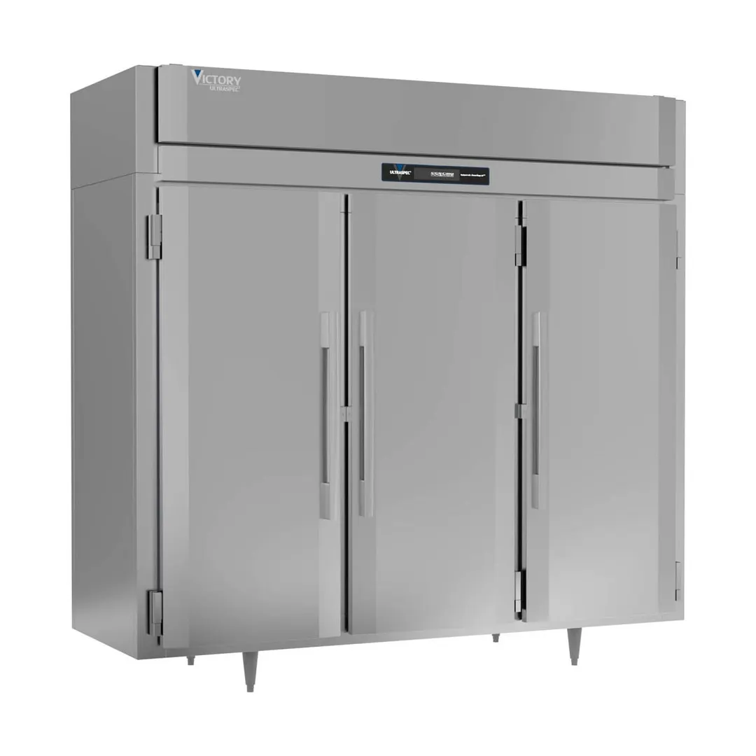 Victory RSA-3D-S1-EW-PT-HC 86" 3-Section Wide Pass-Thru Refrigerator w/ 6 Solid Swing Full Doors, Aluminum Interior, 80 cu. ft.