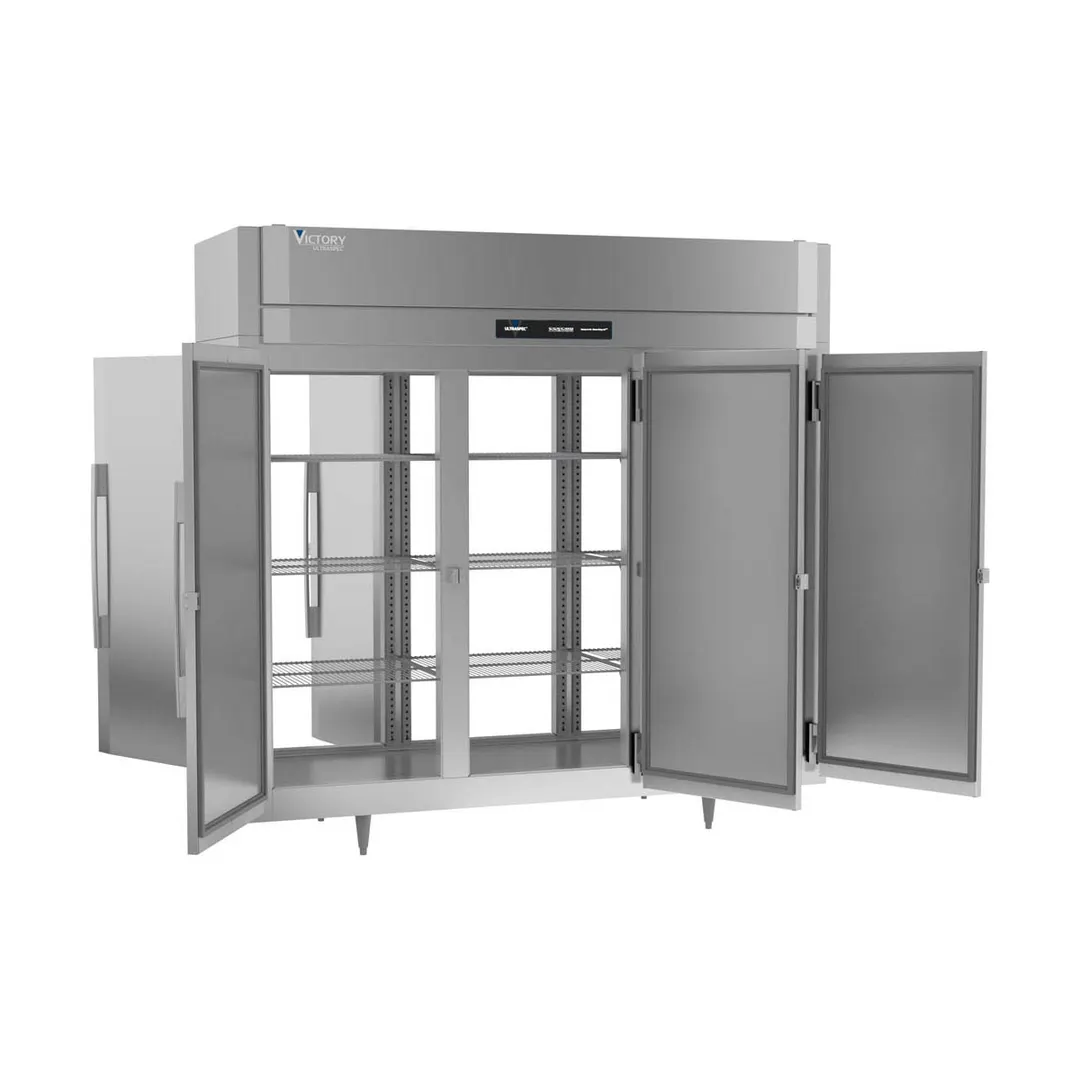 Victory RSA-3D-S1-EW-PT-HC 86" 3-Section Wide Pass-Thru Refrigerator w/ 6 Solid Swing Full Doors, Aluminum Interior, 80 cu. ft.