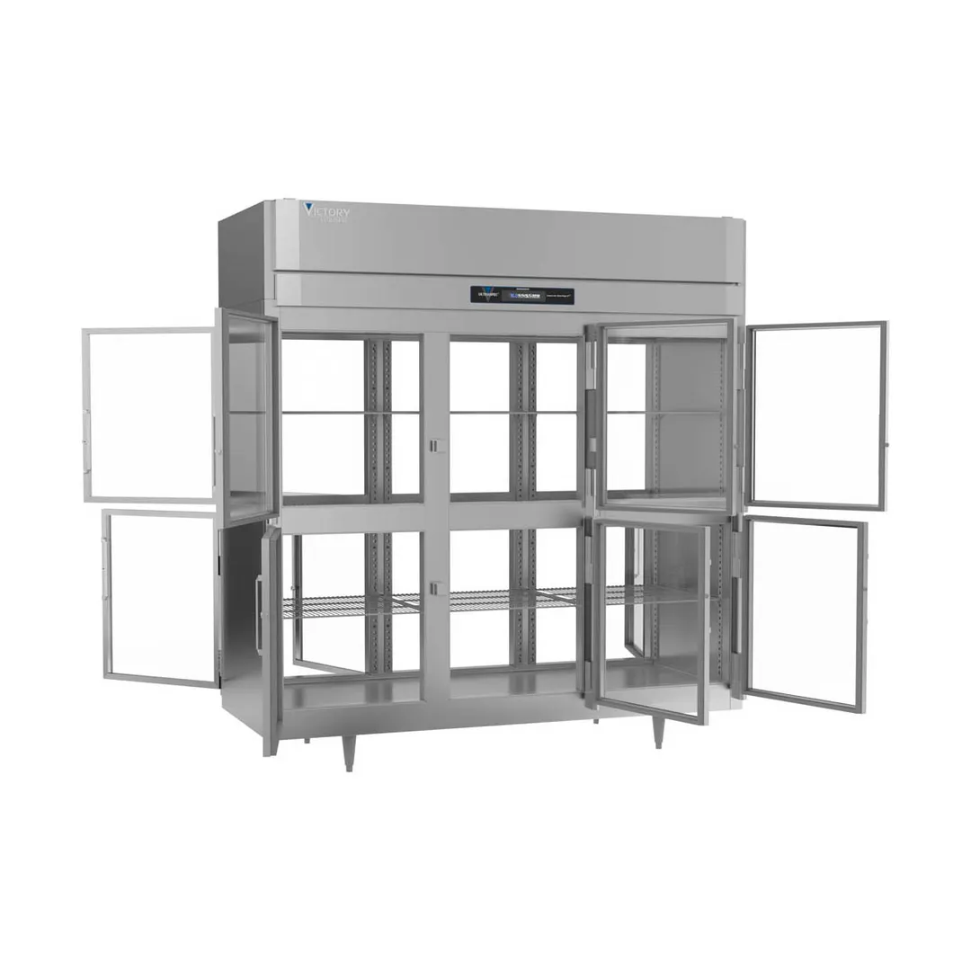 Victory RSA-3D-S1-PTHDGDHC 78" 3-Section Pass-Thru Refrigerator w/ 12 Glass Swing Half Doors, Aluminum Interior, 74 cu. ft.