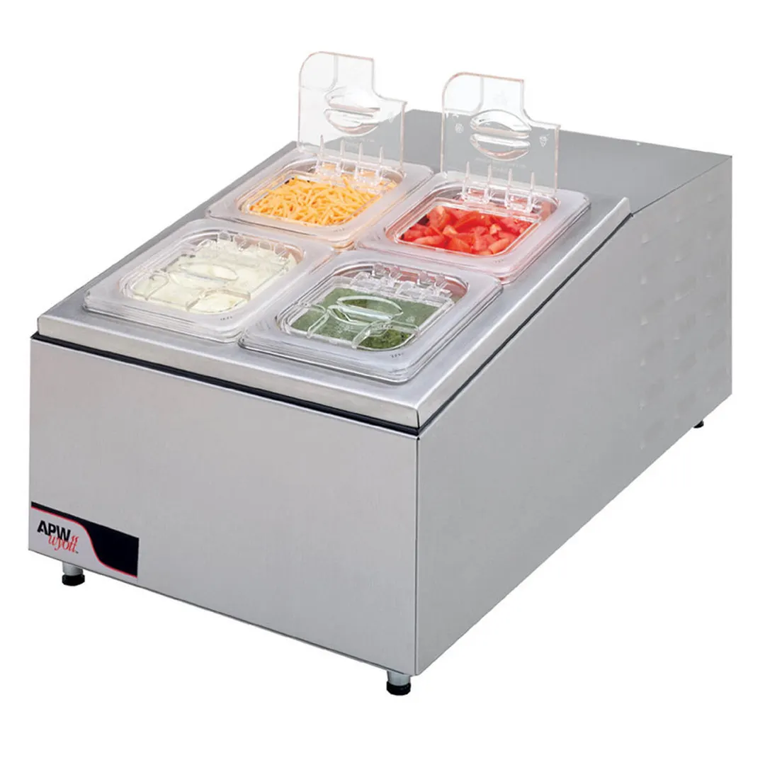 APW Wyott RTR-4 17" Countertop Refrigerated Topping Rail, 4 Pan Capacity