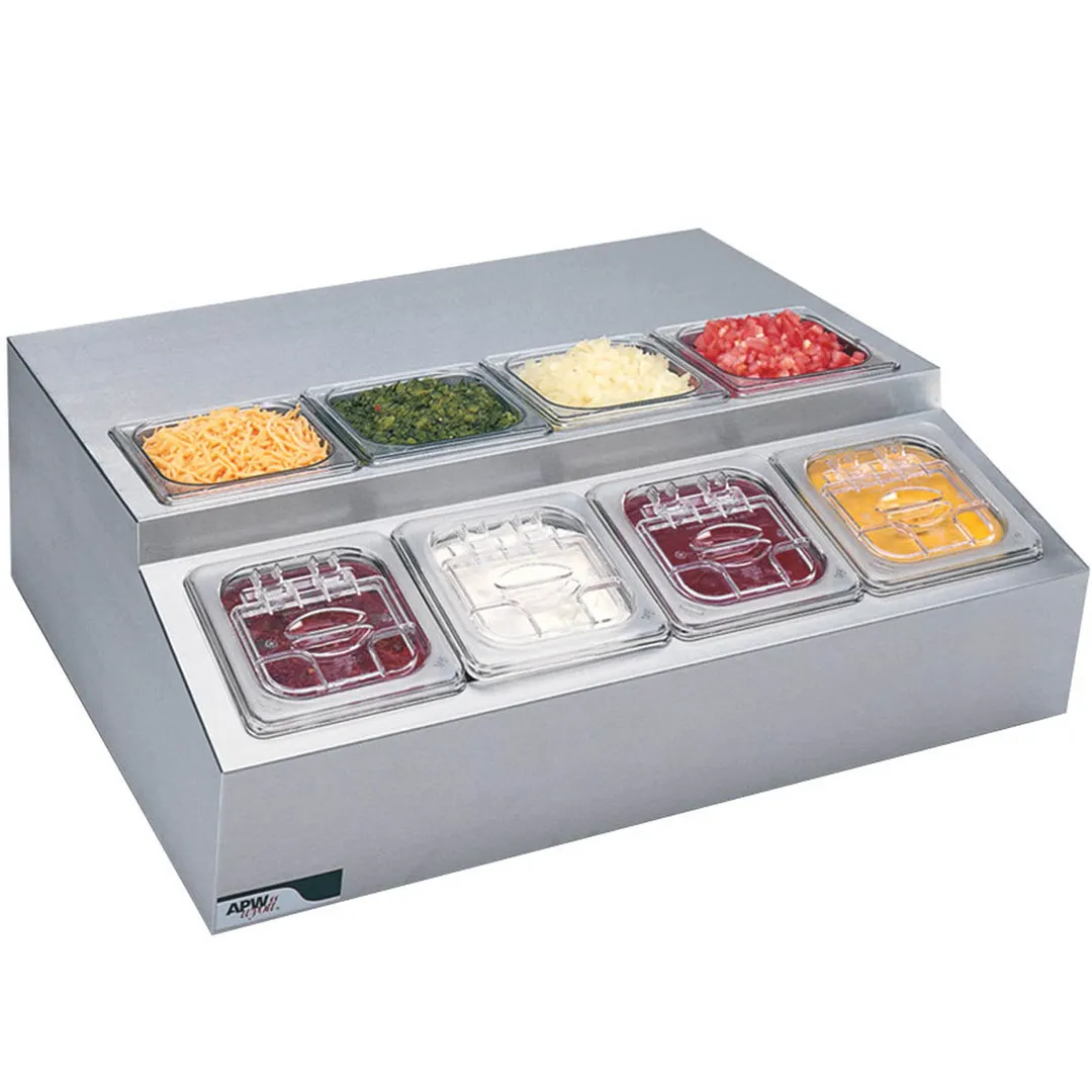 APW Wyott RTR-8 27" Countertop Refrigerated Topping Rail, 8 Pan Capacity