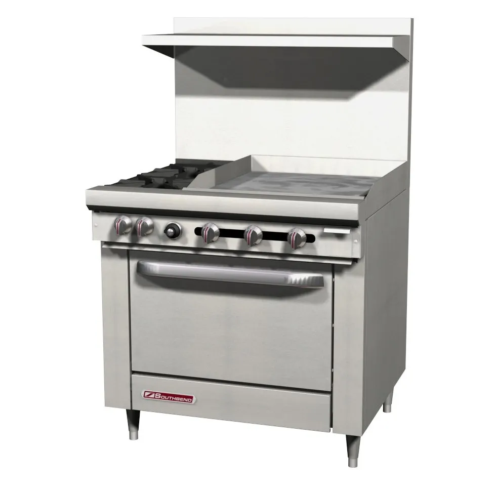 Southbend S36D-2G 36" Gas Restaurant Range w/ (2) Open Burners, 24" Griddle Right, (1) Standard Oven, 139.000 BTU