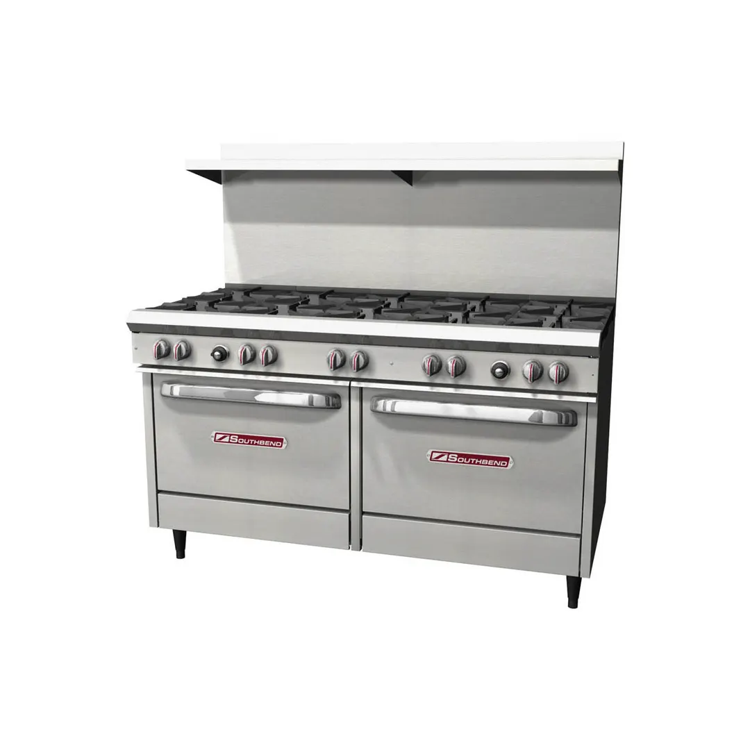 Southbend S60DD 60" Gas Restaurant Range w/ (10) Open Burners, (2) Standard Ovens, 350.000 BTU