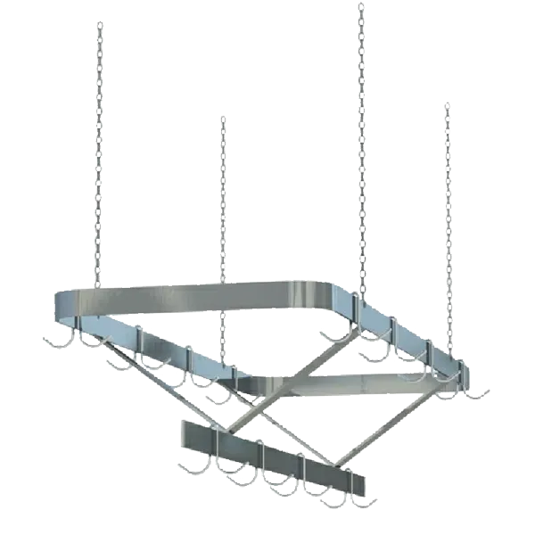 Sapphire Manufacturing SM-CR48, 48" Stainless Steel Triple Bar Ceiling Mounted Pot Rack with 12 Double Hooks