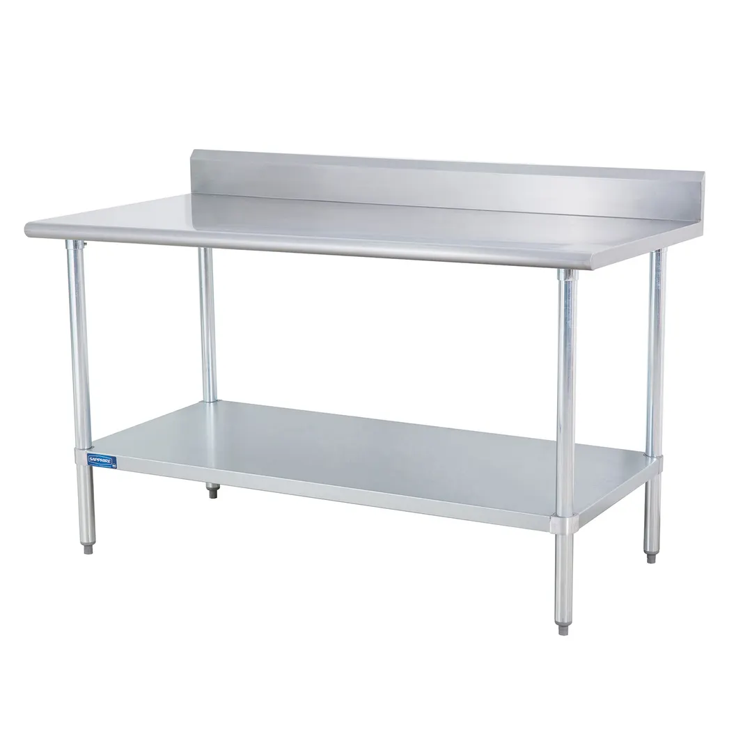 Sapphire Manufacturing SMTB-3048S 48" Open Base Work Table with Undershelf, 5" B.splash / 18 G. Top