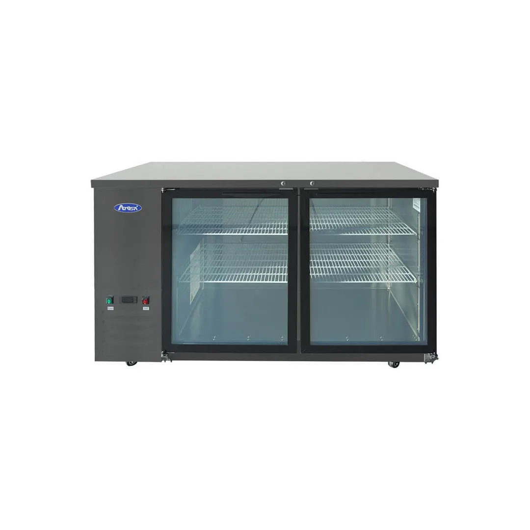 Atosa USA SBB59GGRAUS2 57" Two Section Back Bar Cooler with Glass Door, 15.0 cu. ft.