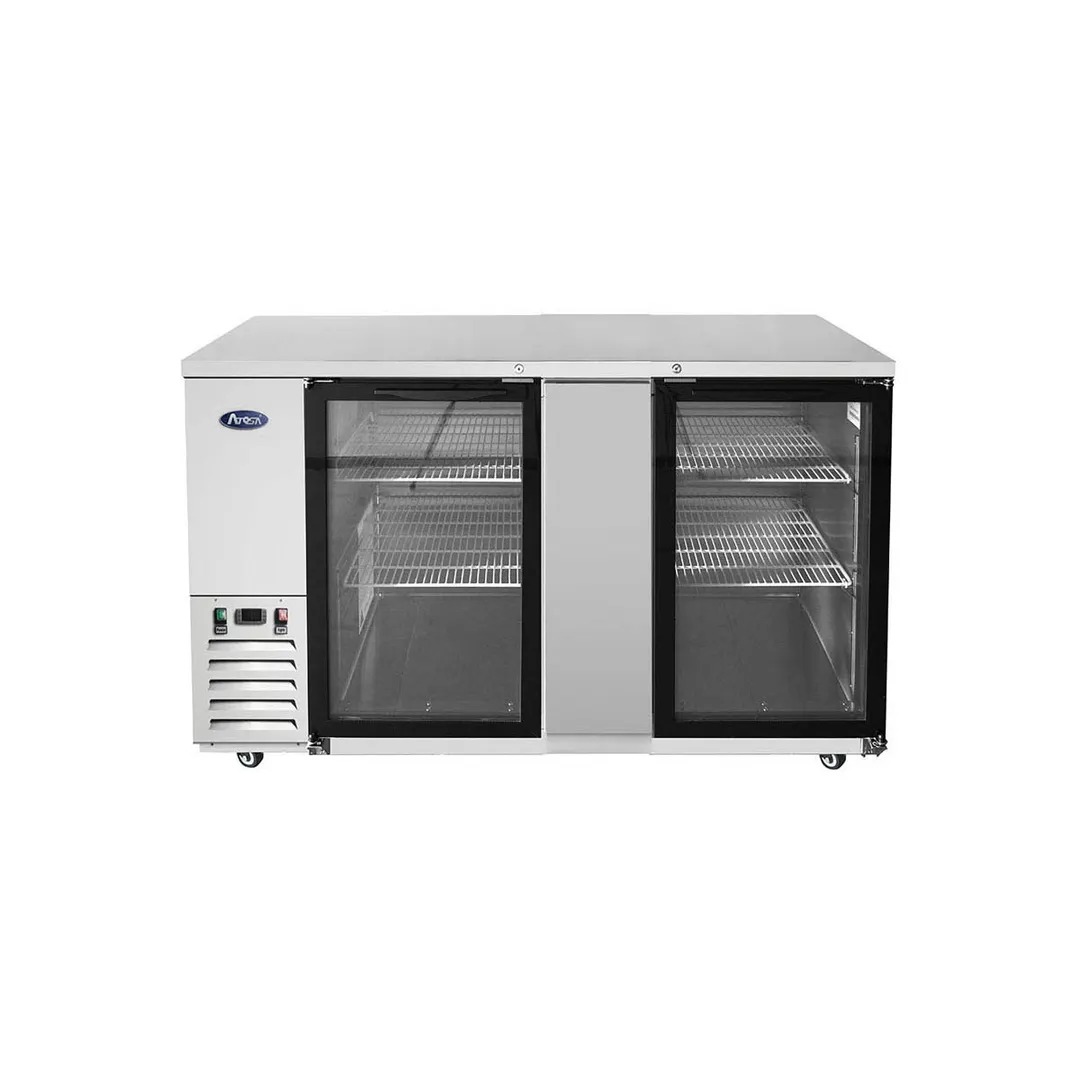 Atosa USA SBB69GGRAUS1 68" Two Section Back Bar Cooler with Glass Door, 18.6 cu. ft.