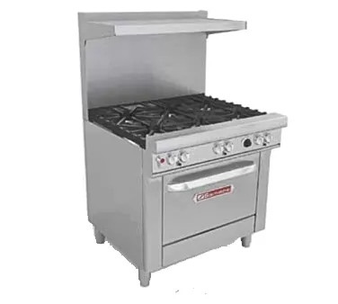 Southbend 4362C-2CR 36" Gas Restaurant Range w/ (2) Open Burners, 24" Charbroiler, (1) Cabinet Base, 118.000 BTU