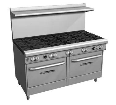Southbend 4606CC-2CR 60" Gas Restaurant Range w/ (5) Open Burners, 24" Charbroiler Right, (2) Cabinet Base, 243.000 BTU