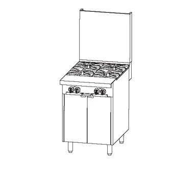 Southbend P24C-BB 24" Gas Heavy Duty Range w/ (4) Open Burners, (1) Cabinet Base, 140.000 BTU