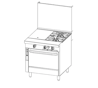 Southbend P32C-XT 32" Gas Heavy Duty Range w/ (2) Open Burners, 16" Griddle Right w/ Thermostatic Controls, (1) Cabinet Base, 130.000 BTU