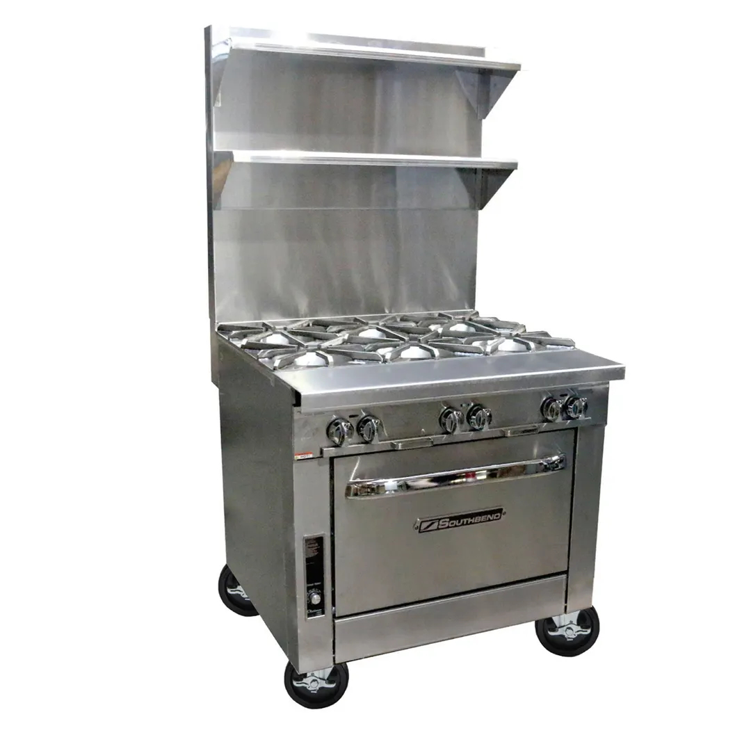 Southbend P36C-BBB-SU 36" Gas Heavy Duty Range, (6) Open Burners w/ (3) Step-Up, (1) Cabinet Base, 210.000 BTU