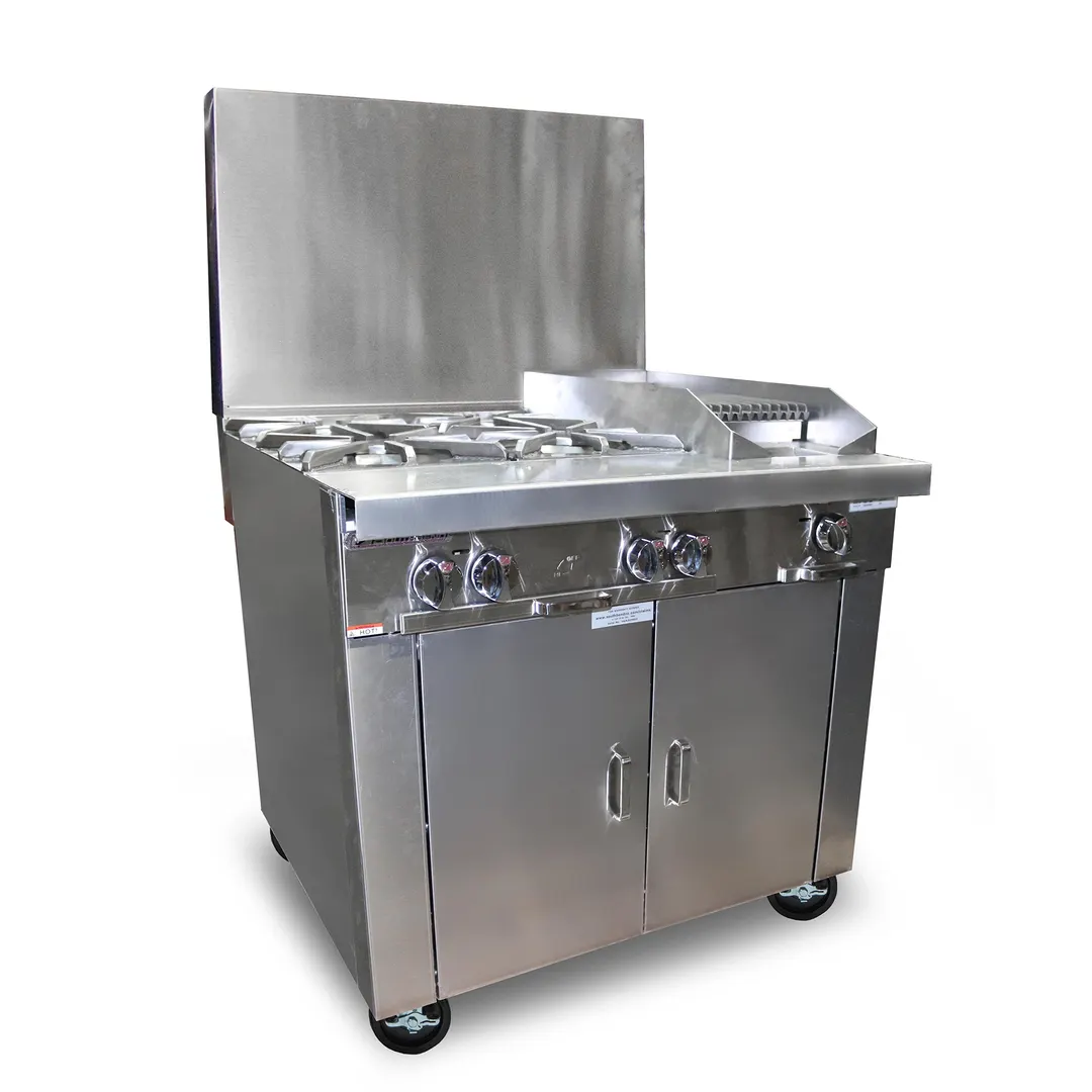 Southbend P36C-BBC 36" Gas Heavy Duty Range w/ (4) Open Burners, 12" Charbroiler Right, (1) Cabinet Base, 172.000 BTU