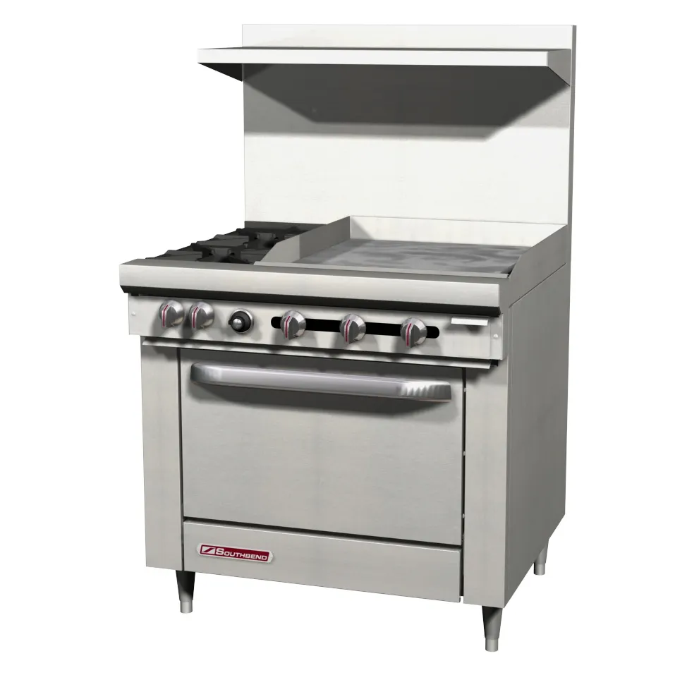 Southbend S36A-2GL 36" Gas Range w/ (2) Open Burners, 24" Griddle Left, (1) Convection Oven, 139.000 BTU