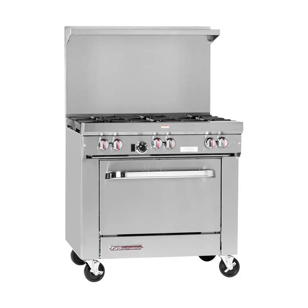 Southbend S36D 36" Gas Restaurant Range w/ (6) Open Burners, (1) Standard Oven, 203.000 BTU