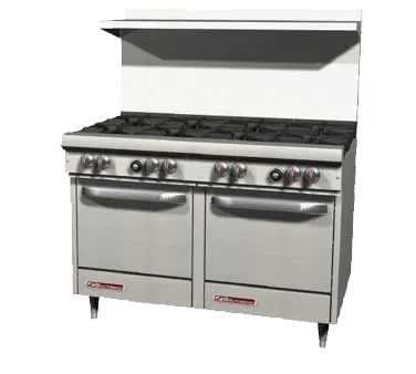 Southbend S48EE 48" Gas Restaurant Range w/ (8) Open Burners, (2) Space Saver Ovens, 294.000 BTU