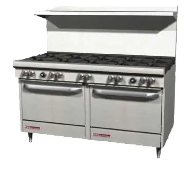Southbend S60AC 60" Gas Restaurant Range w/ (10) Open Burners, (1) Convection Oven, (1) Cabinet Base, 315.000 BTU