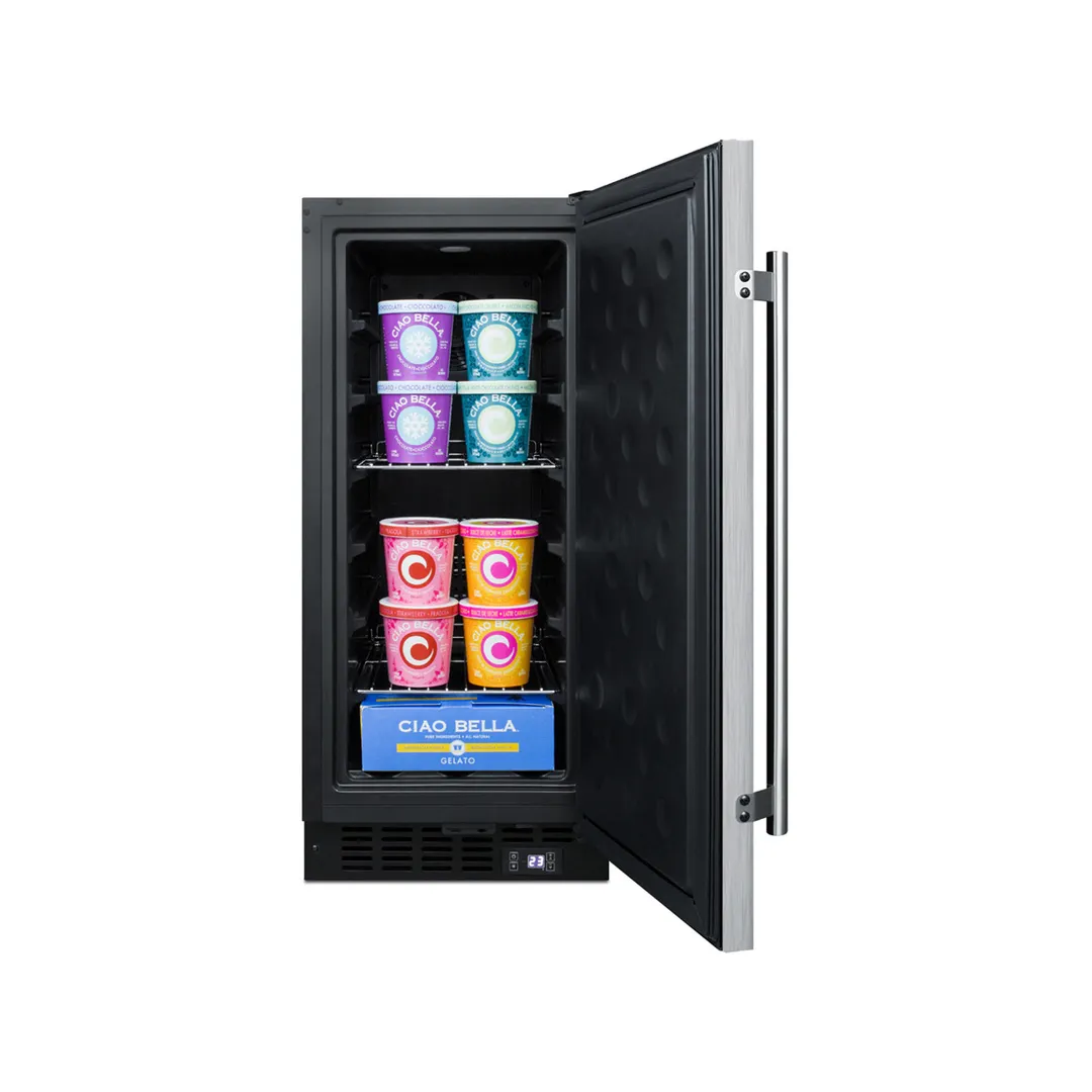 Summit SCFF1533BSS 23" Undercounter Freezer in Black, w/ Stainless Steel Door, 2.4 cu. ft.
