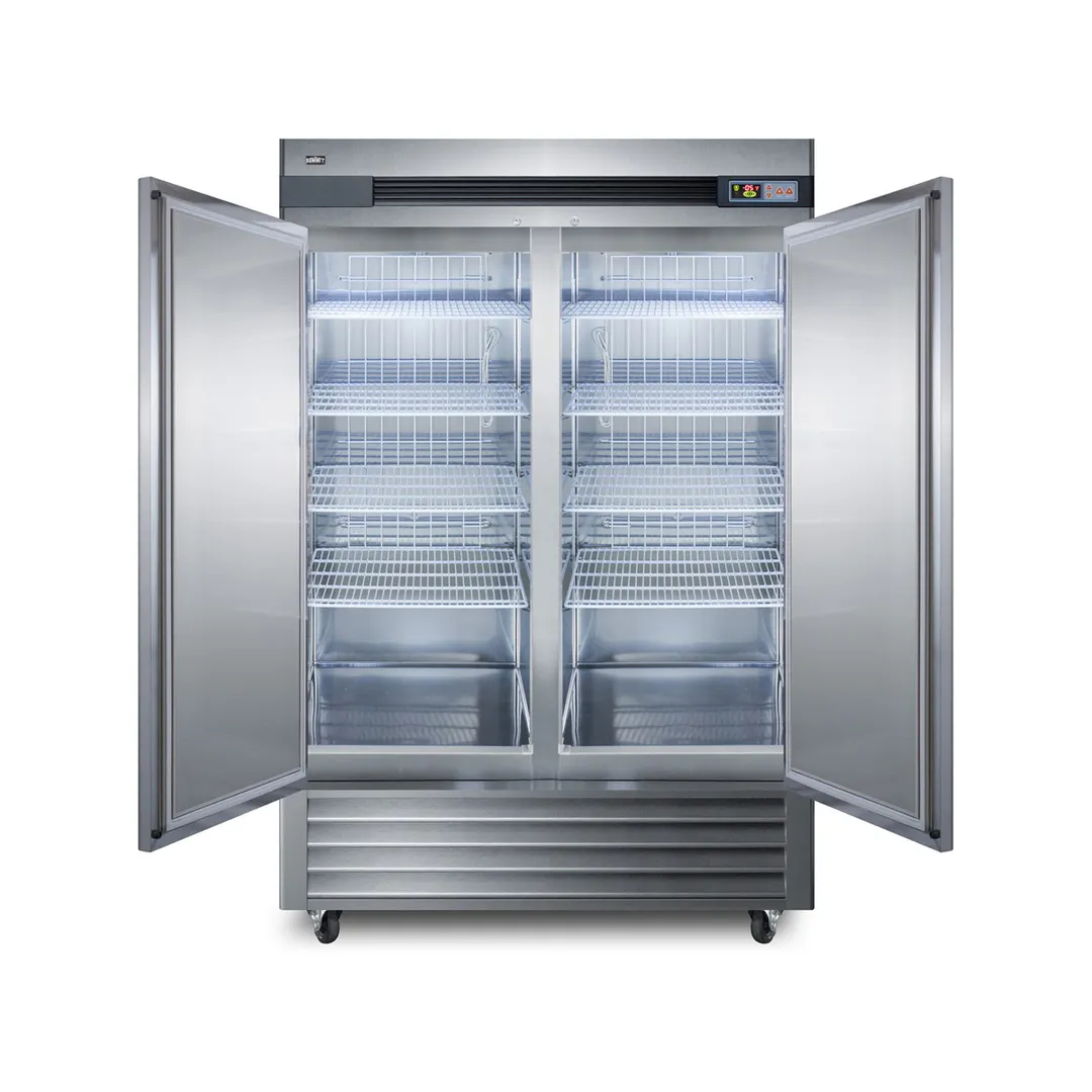 Summit SCFF497 56" Two Section Solid Door Reach-In Freezer, All Stainless Steel, 49 cu. ft.