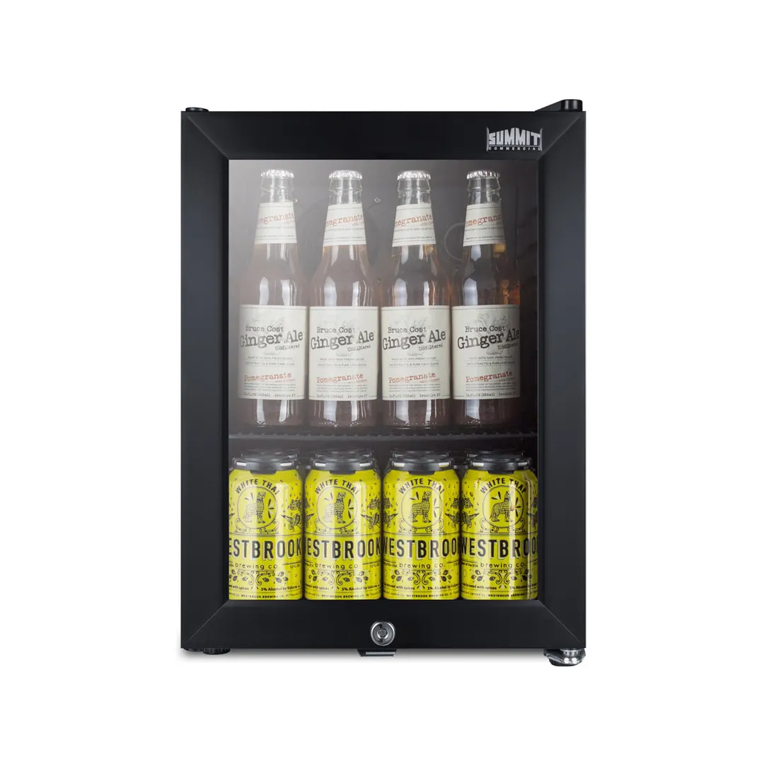 Summit SCR114L Glass Door Beverage Merchandiser, 0.85 cu.ft, Black, Reversible, Thermostat, 115V